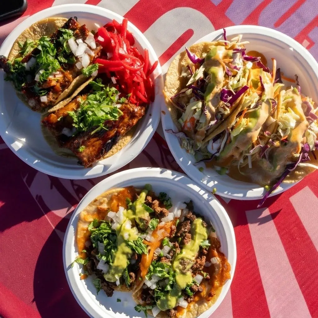 A spread of Pablito's tacos, sides and aguas frescas for a party